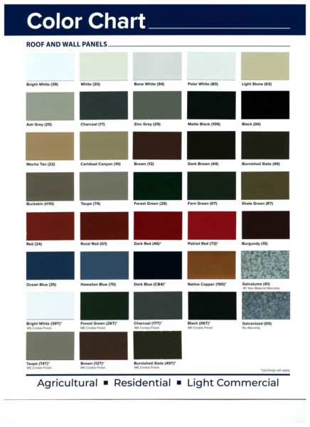 Midwest Color Chart